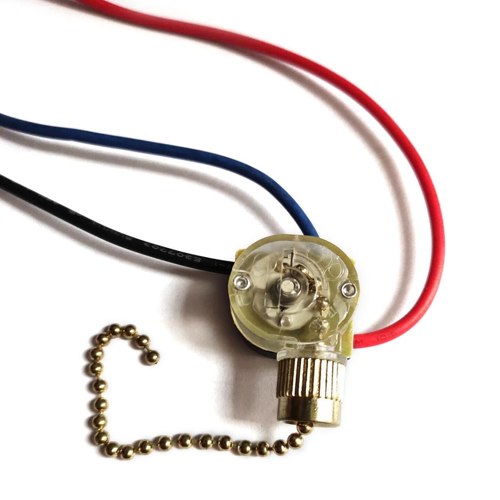 3-Wire Beads Chain Ceiling Fan Switch Desk Antique Lamps Control Switch with Metal Pull Chain Replacement Repair Kit
