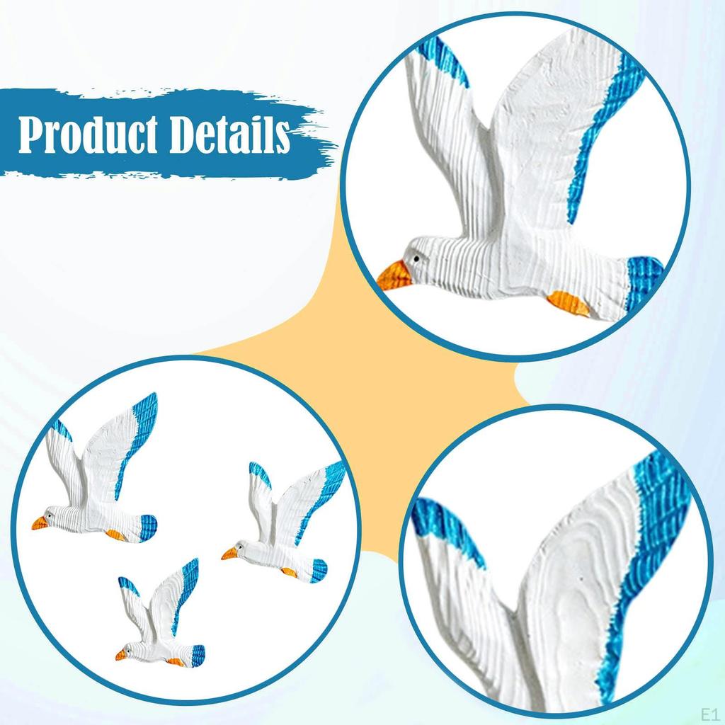 3 Stück Möwe Wanddeko Fliegende Vogel Skulpturen Harz Handgefertigt 3D Dekorationen