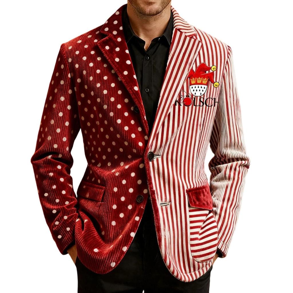 Men's Casual Trend Digital Print Corduroy Cardigan Suit Jacket