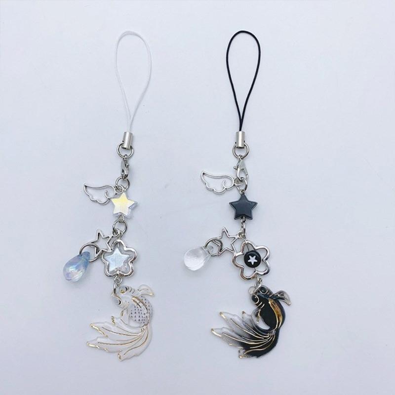 Colorful Phone Lanyard Wrist Strap Kois Fish Star Phone Chain DIY Handmade Keychains Backpack Phone Jewelry Accessory