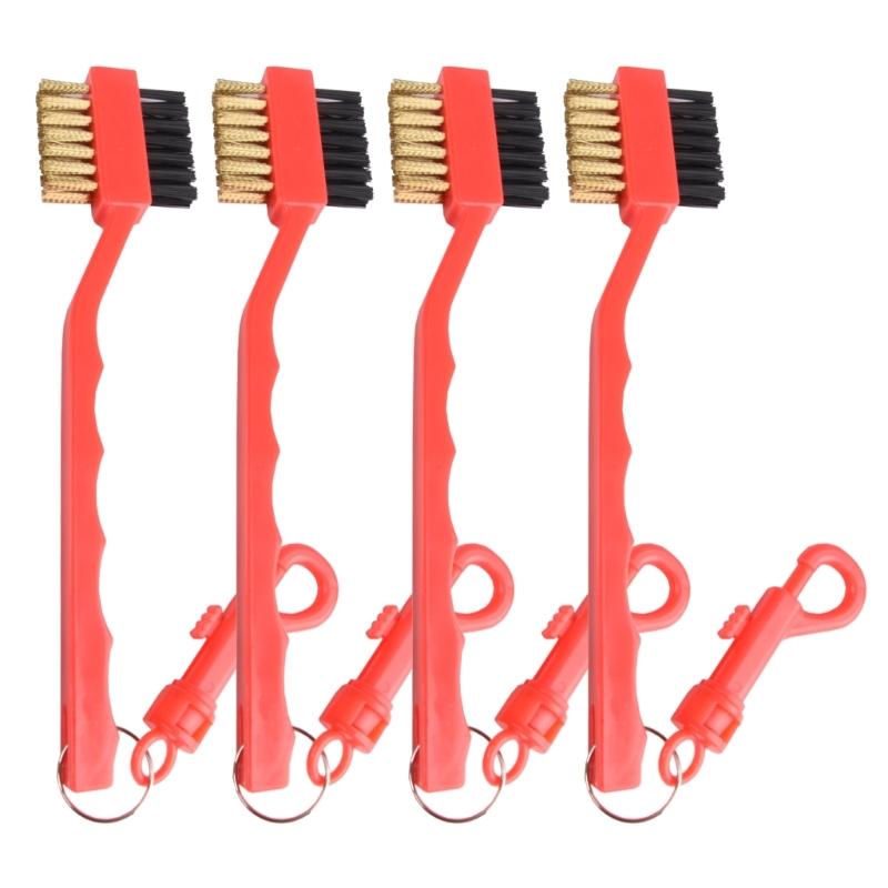 Golfs Club Brush Long Handle Double Sided Golfs Rod Grooves Cleaner Golfs Cleaning Brush Golfs Club Aids with Carabiner