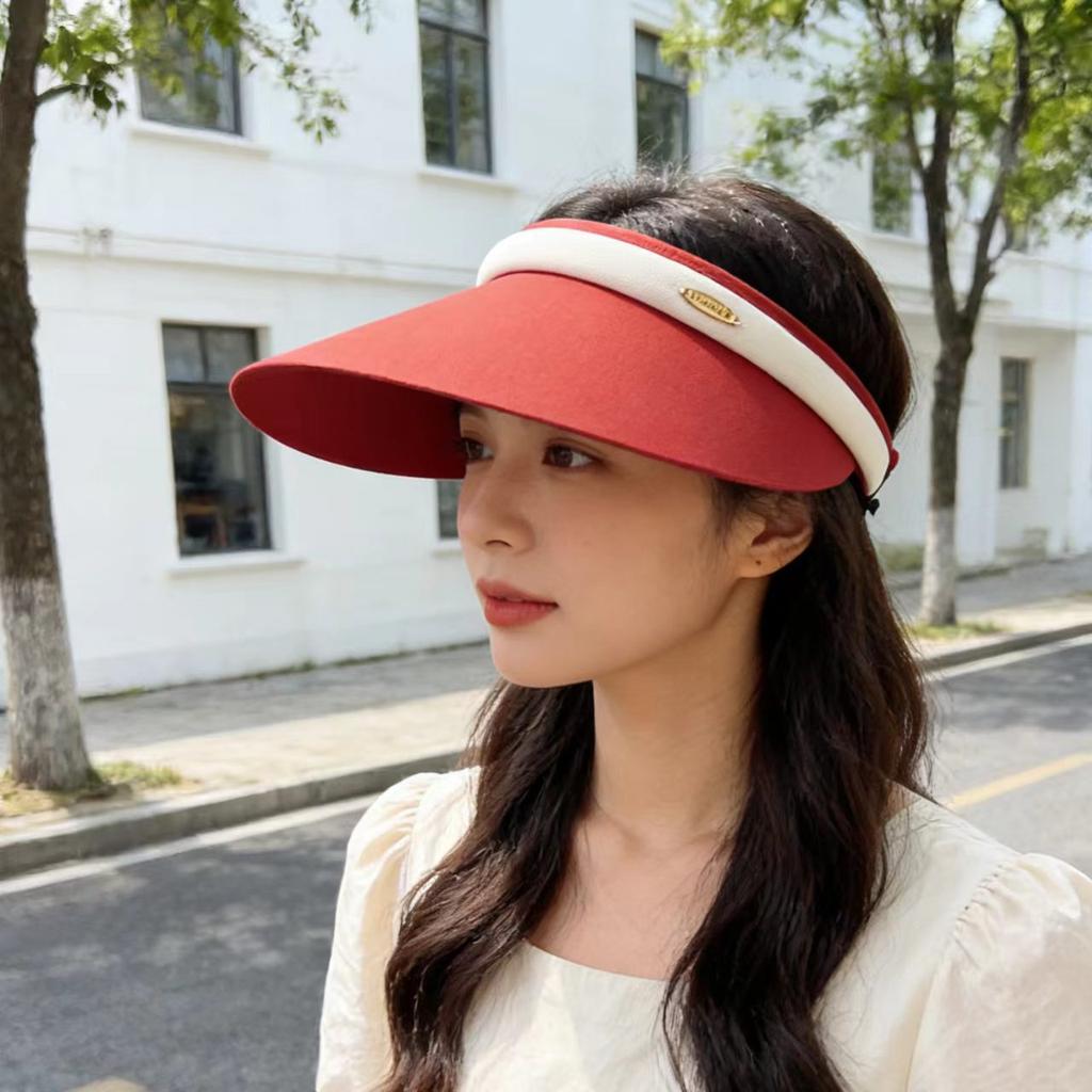 Headband-style wide-brim sun-protection ice silk open-top hat for women, summer UV protection sunshade hat, outdoor cycling sun hat