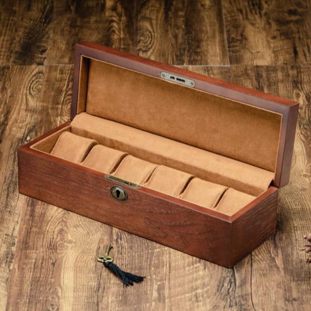6 Slots Watch Display Case Wooden Watch Storage Box High-end Watch Box With Lock  Gift Box