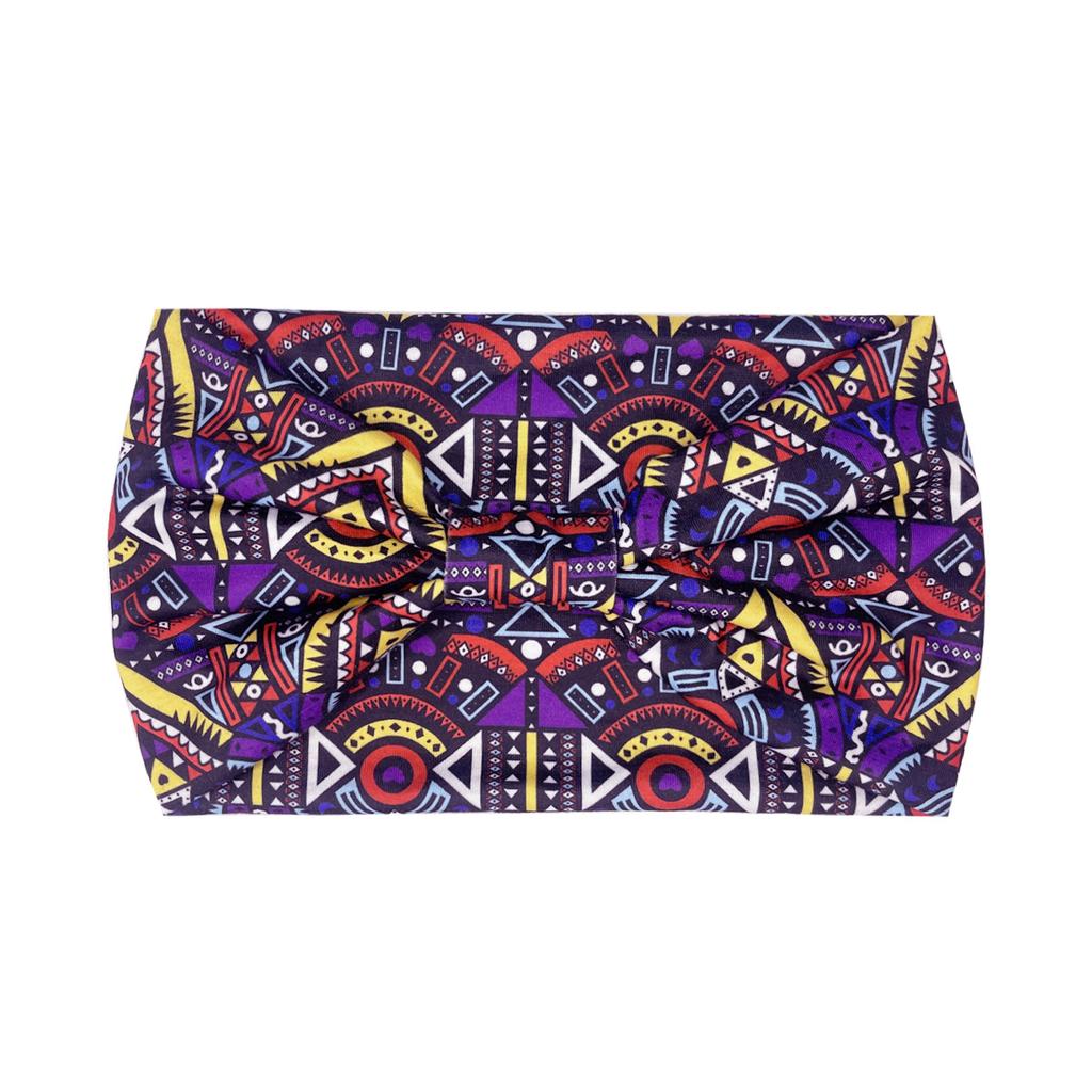 Knot Headband, Color Blocked Pattern Printed Sports Headband, Fashionable Polka Dot Wide Edge Elastic Headband