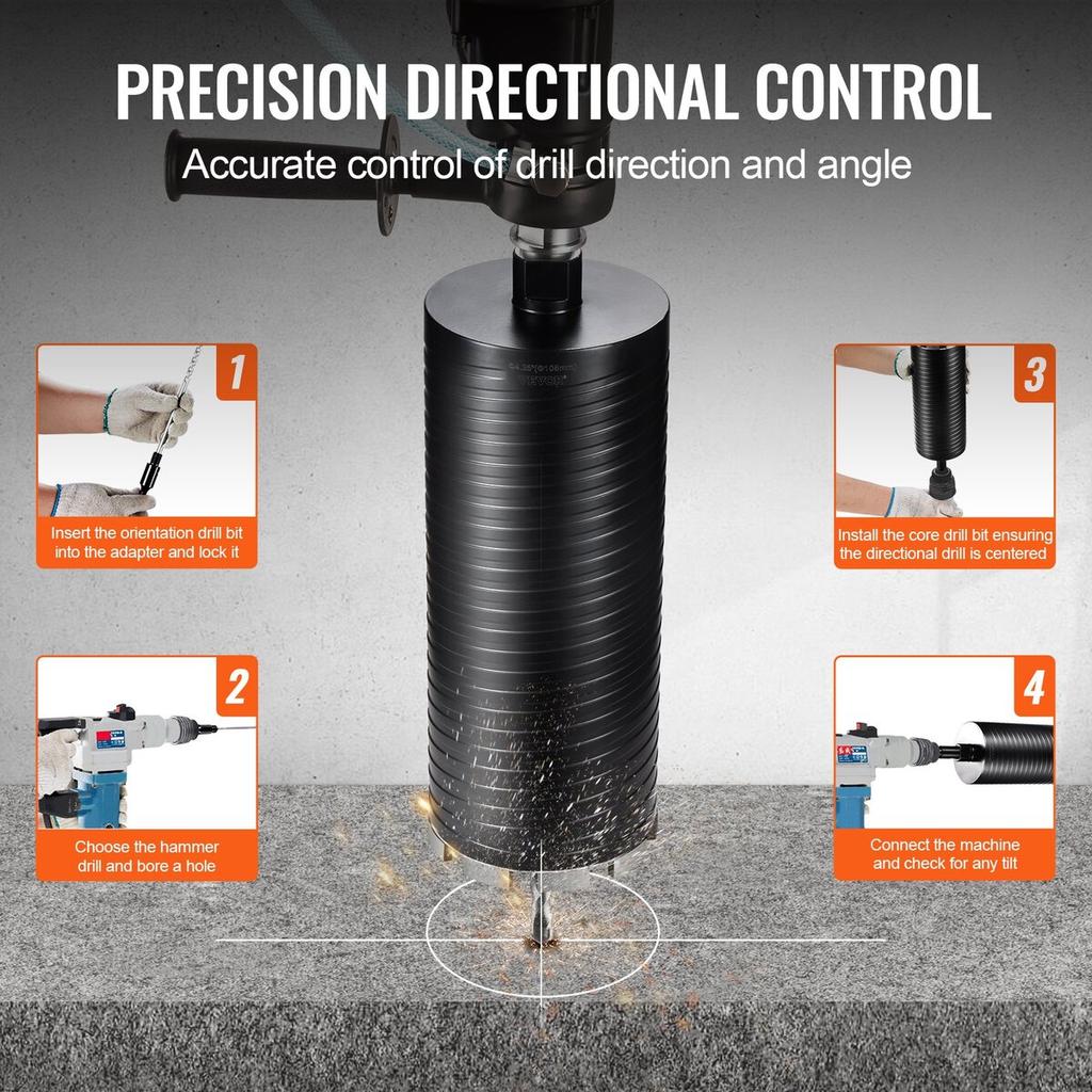 Core Drill Bit, 4.25" Wet/Dry Diamond Core Drill Bits for Brick and Block, Concrete Core Drill Bit with Pilot Bit Adapter and Saw Blade, 9.5" Drilling
