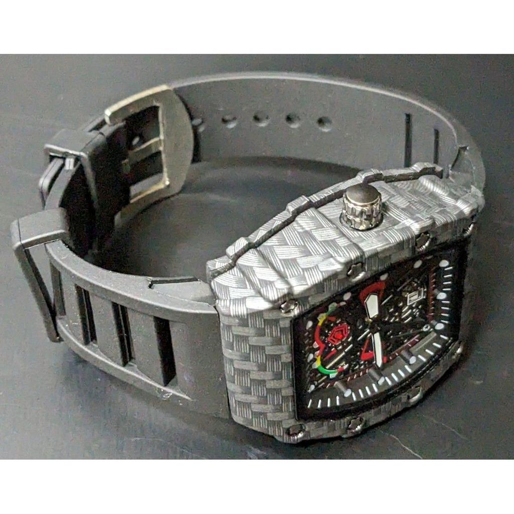 Used New Wristwatch Richard Mille Type Quartz Homage Watch Rubber Tonneau Carbon