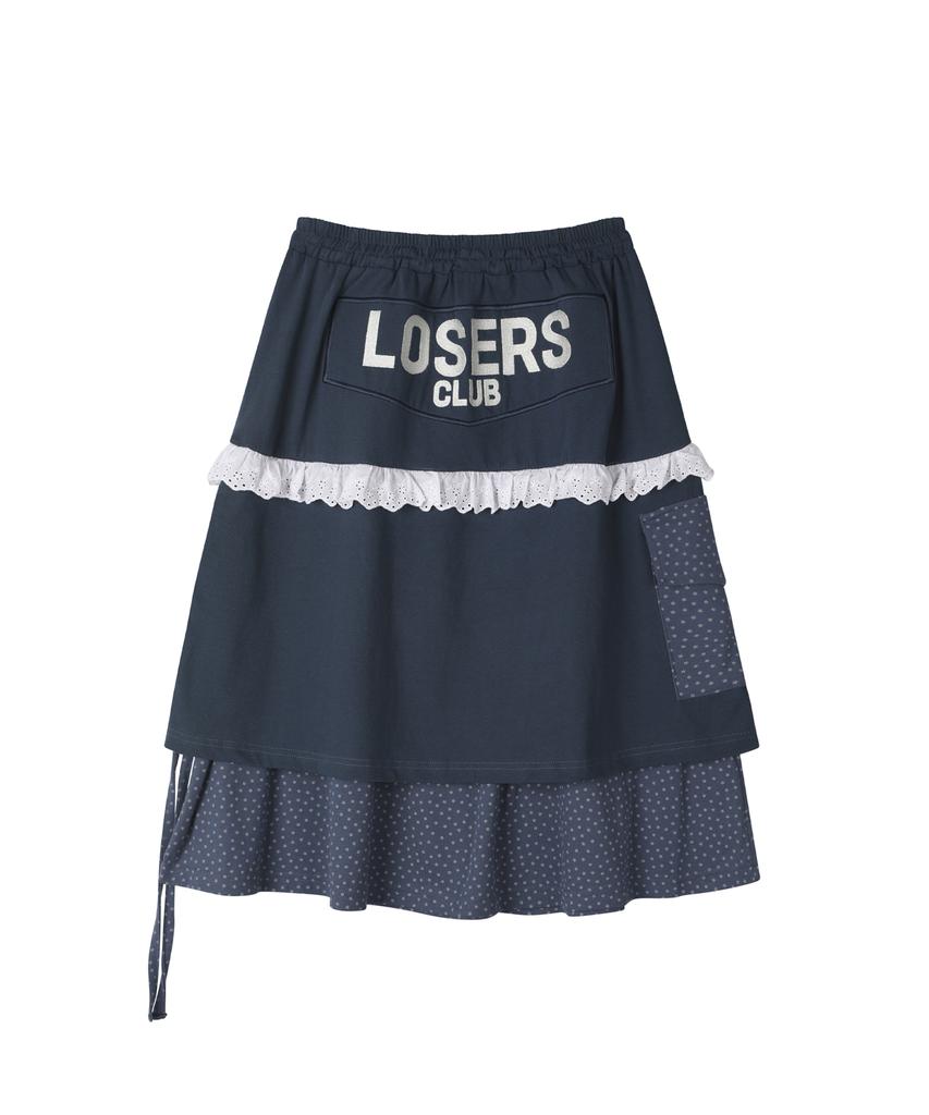 Lujeoseukeulleob [Jamaehwa] Star Layered Shirring Skirt Navy