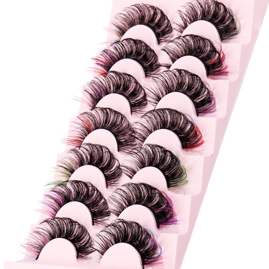 Nowy produkt kolorowe sztuczne rzęsy na końcu oka 7 par rosyjskie Curl Dd kręcone Curl etap makijaż rzęsy