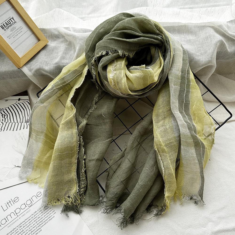 Leinen Karo Kontrast Quasten Leinen Herren/Damen Schals Weich Dünn Retro Schal Pashmina Schals Stolen Kopftuch Bandanas