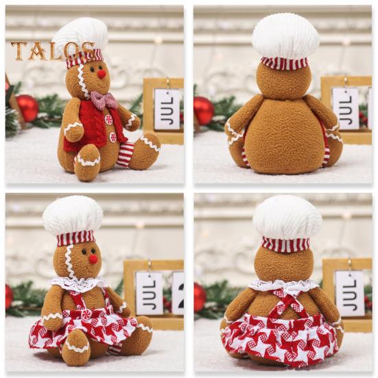 Bambola di Pan di Zenzero di Natale in Peluche Morbida Imbottita Giocattolo Bambola di Natale per Decorazioni Festive Ragazza Ragazzo Seduto Giocattolo Pan di Zenzero per Esposizione su Porta Scaffale
