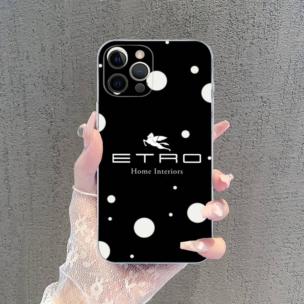 Luxuxy E-ETRO Logo Transparent Phone Case For IPhone 17 Air 16 Pro Max 15 14 13 12 11Plus Shockproof Cover