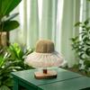 (One Size, Khaki) Women's Woven Sun Hats Outdoor Fashionable Mesh Pearl Wide Brim Sun Protection Beach Hat