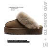 Women's Furry Leather Snow Boots - Thick Sole, Closed Toe, Non-Slip, Warm Slippers