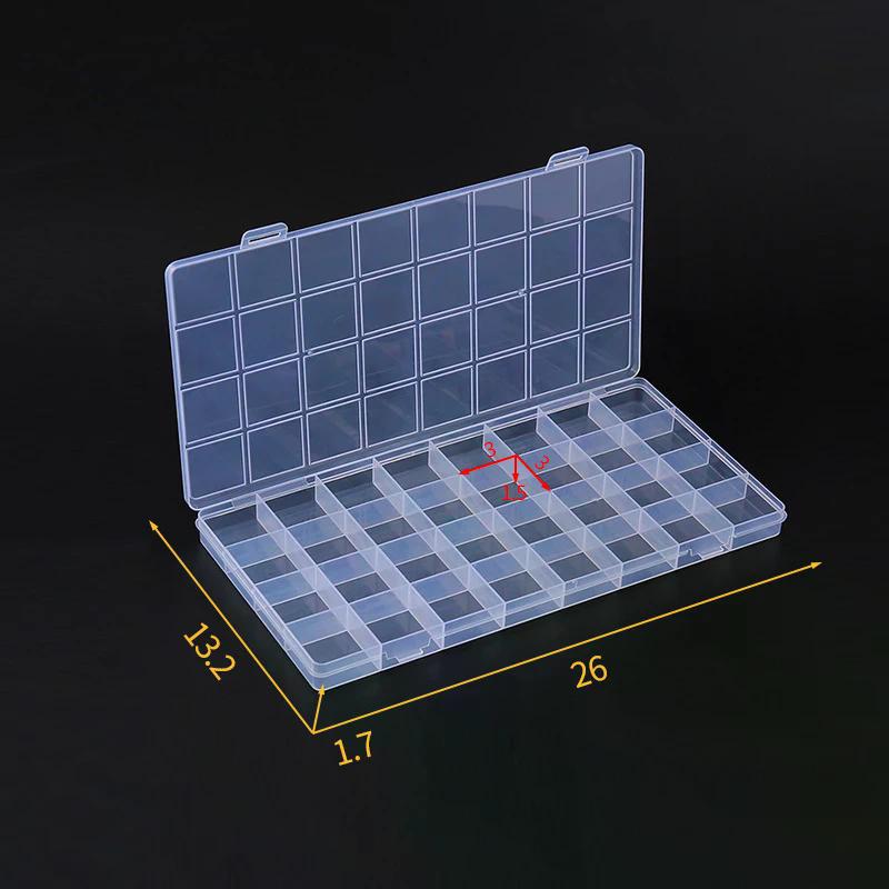 Case 32 Grid Compartment Plastic Transparent Storage Box Jewelry Earring Bead Screw Holder Display Organizer Container