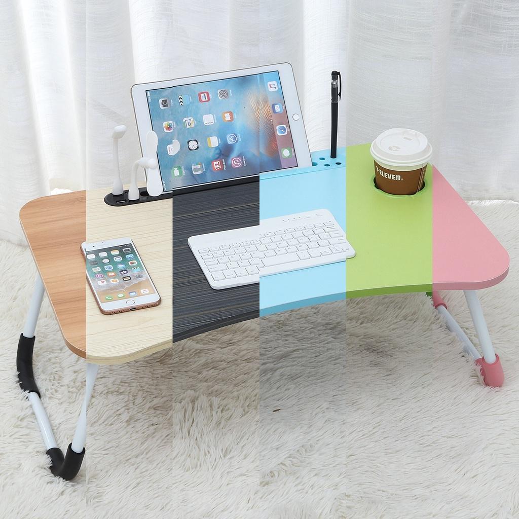 Folding Laptop Stand Holder Study Table Lamp Usb Fan Desk Wooden Foldable Computer Desk for Bed Sofa Tea Serving NEW