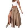 Sommer Damen Temperament Elegante ärmellose Weste Pure Color Schlitz Gürtel Halbkörper Rock Set