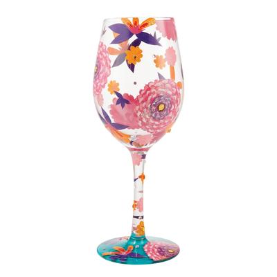 Enesco Lolita Wine Glass Funky Florals 6013100