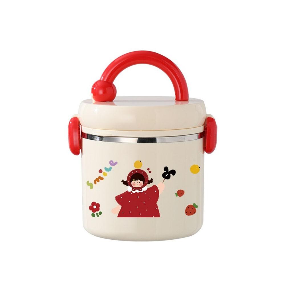 Герметичный Термо-ведро 304 Нержавеющая Сталь Термо-ланч-контейнер Студент Офисный Работник Red Sister