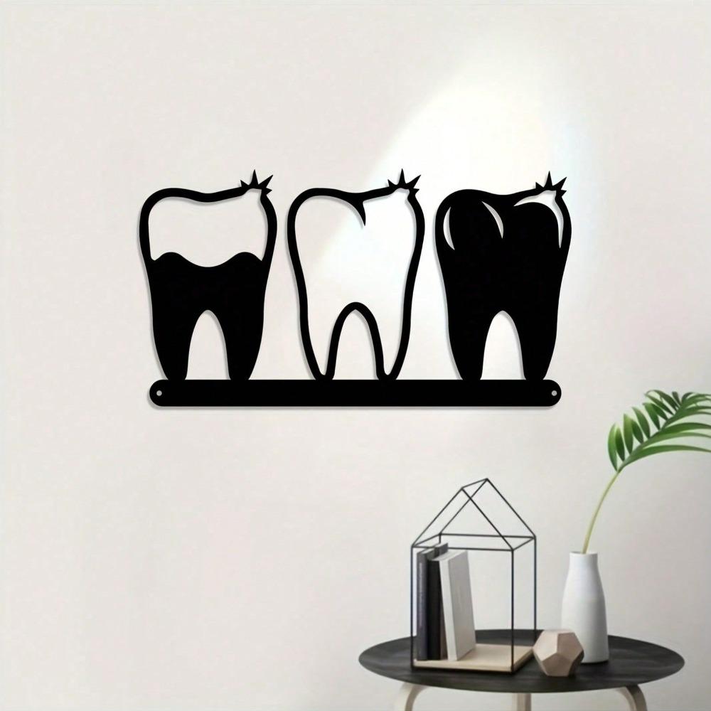 Metal Tooth Wall Art Sculpture Rust Resistant Iron Mural Modern Dental Office Clinic Decor Gift