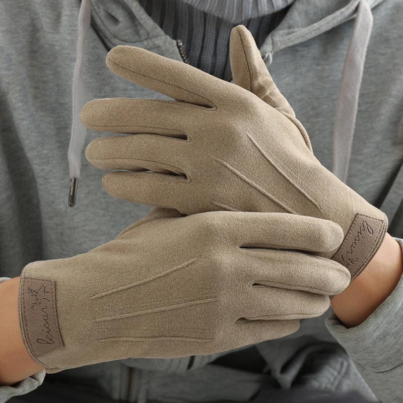 Winter Keep Warm Touch Screen Plus Velvet Inside Mens Gloves Fashion Personality Simple Thicken Man Outdoor Drive Cycling