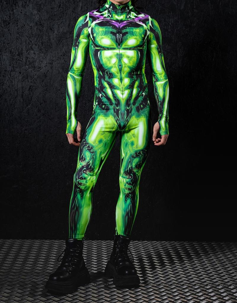 3D Digital Printing Stage Performance Costumes Adults Halloween Events Carnival Theme Party Cosplay Outfit Pretend Game Jumpsuit