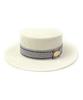Blue Mono Line White Panama Hat