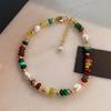 Colorful Stone Bead Freshwater Pearl Necklace Bracelet Set, Boho Beaded Jewelry Set