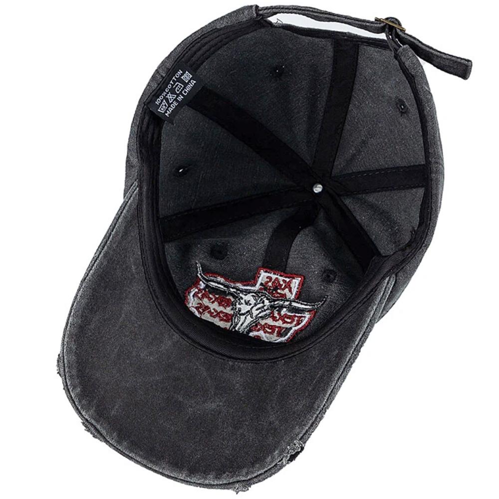 Unisex Praná Bavlněná Vintage Čepice Klasická Čepice TEXAS s Výšivkou Hlavy Býka Baseballová Čepice Venkovní Táta Klobouk Pro Muže Ženy