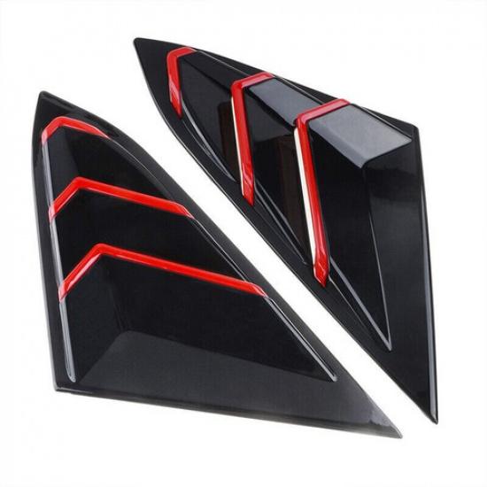 Window Side Louvers Vent Black &Red Accessories For Honda Civic Seden 2016-21 +