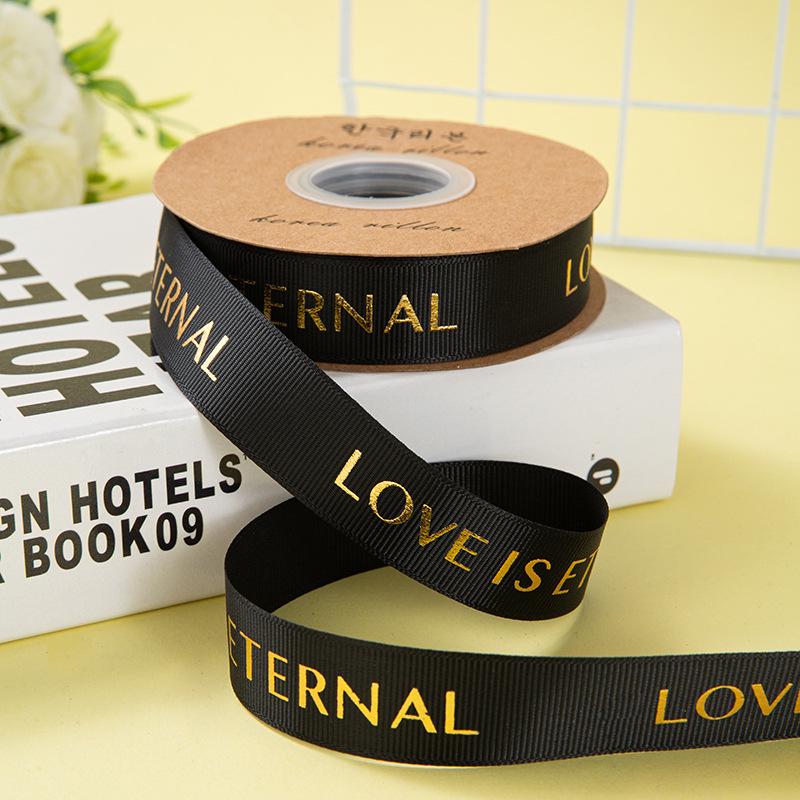 2,5 cm LOVE Heißgeprägtes Blumenband - Herzmotiv Bouquetmaterial