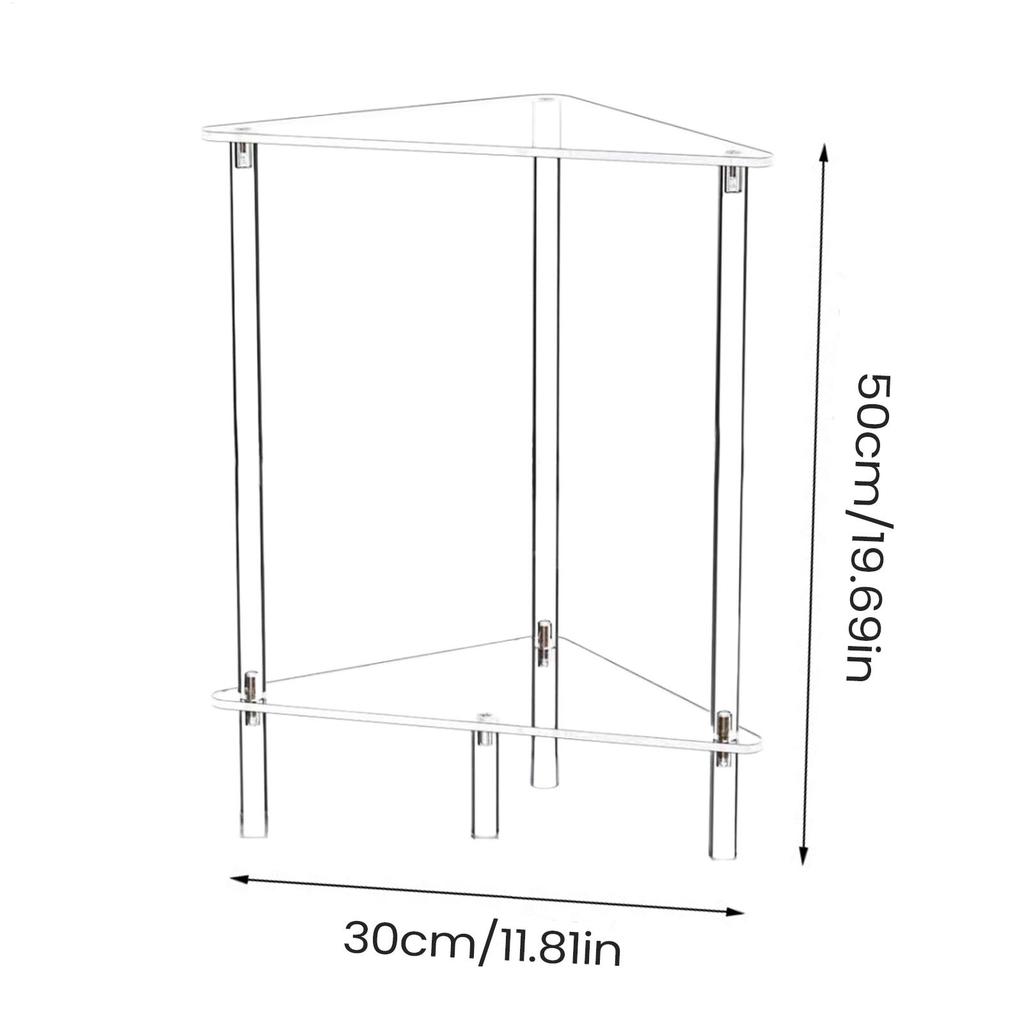 Acrylic Side Table Lobby Clear End Table Acrylic Triangle Modern 2-Tier Desk Storage Nightstand Shelf For Home Corner Lobby