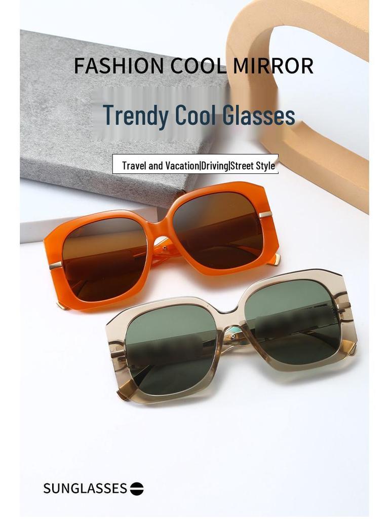 Vintage-Inspired European and American Large Frame Letter Sunglasses for Women