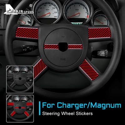 AIRSPEED Innenausstattung für Dodge Magnum Charger 2008 2009 2010 Auto Lenkradabdeckung Aufkleber Echte Kohlefaser Zubehör