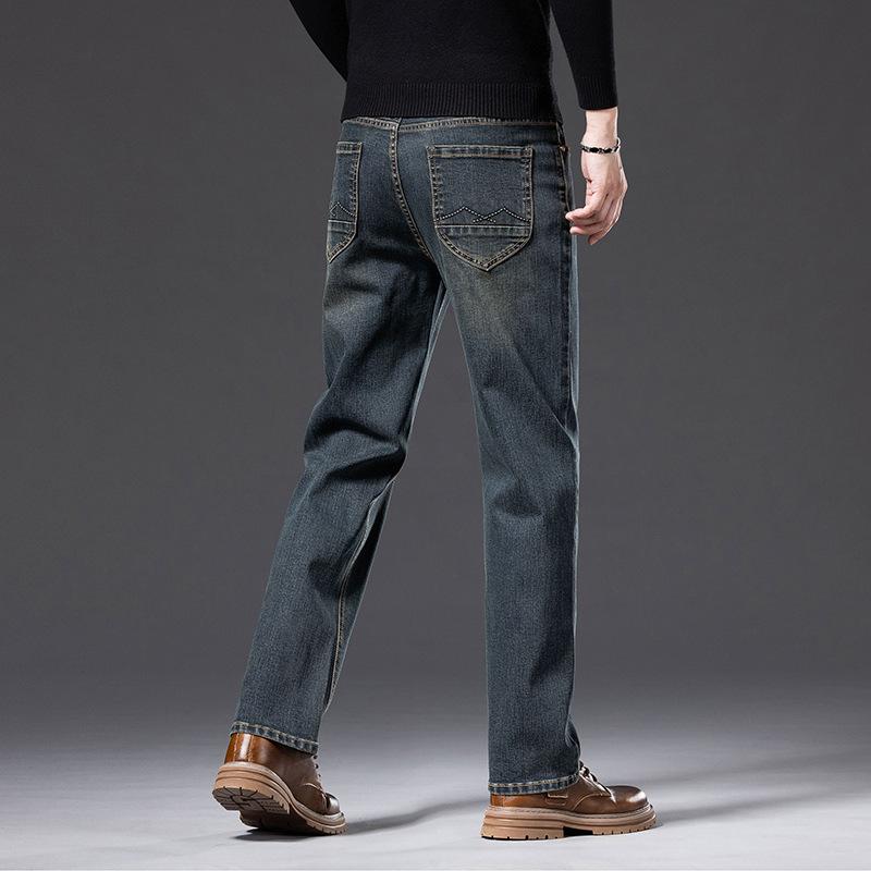 JYL Wide Straight-haired Jeans for Men, Thick, Youthful and Elastic New Daily Pants.