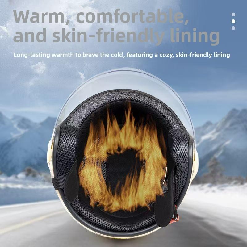3C Certified Electric Motorcycle Helmet Winter Warm Anti Fog Lightweight Unisex Half Helmet for Adults