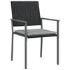 VidaXL Chaises de jardin et coussins lot de 2 noir 54x62,5x89 cm rotin 364097