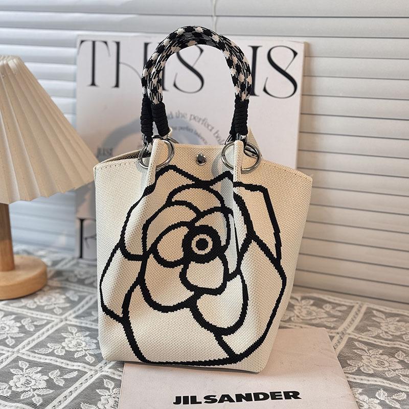 Market general knitted ring buckle bag portable work out large capacity handbag commuting small square bag storage bag
