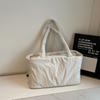 Simple Cotton Shoulder Bag Large Capacity Winter Pleated Tote Bag Textured Shopping Bag Women Handbag