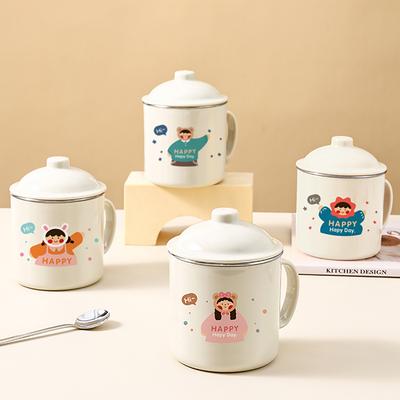 Tasse à café en acier inoxydable 304 avec couvercle et poignée, dessin animé, double paroi isolée, anti-brûlure, tasse à boire pour enfants, vaisselle