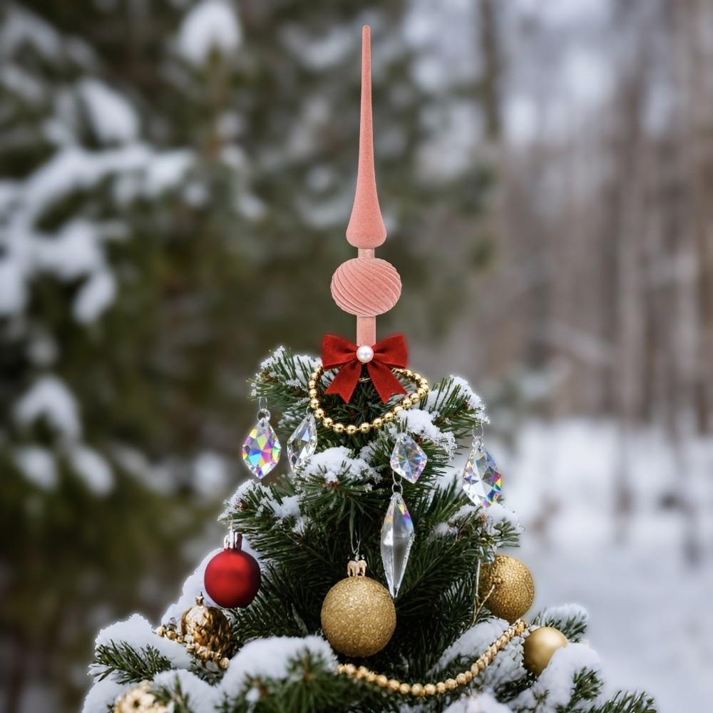 Pointed Top Christmas Tree Topper Star Flocking Christmas Tree Ornaments  New Year Decor