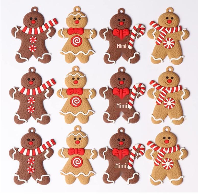 12 PVC Gingerbread Man Ornaments for Christmas Tree, Kitchen Decoration, and DIY Accessories.