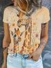 Rundhals Kurzarm Aquarell Giraffe Blumendruck T-Shirt Damen Outfits Lässig Tägliche Kleidung Sommer Damenkleidung