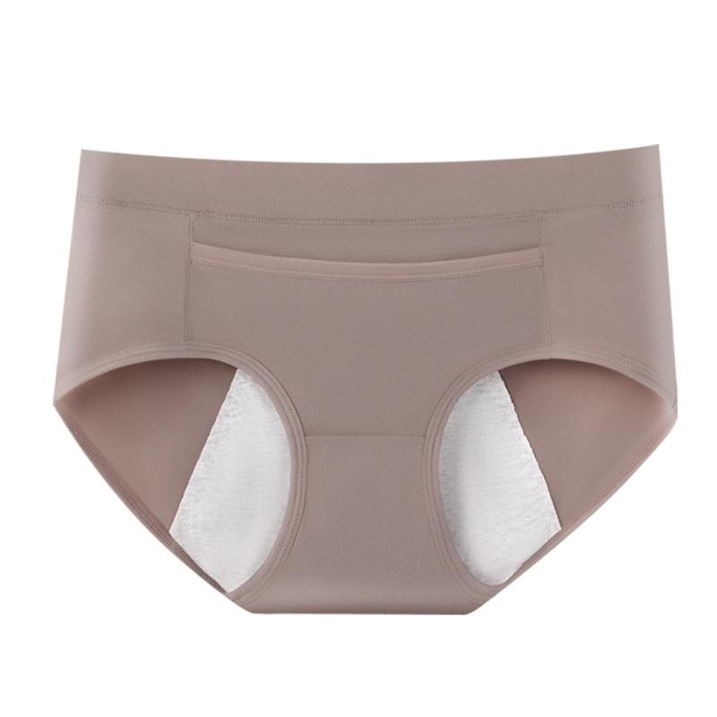 Period Panties Women's Menstrual Underwear Waist Briefs with Front Pocket Design, Absorbent Gusset, Breathable Cotton Blend Wear