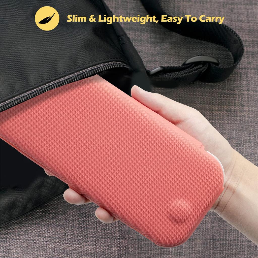 ProCase Switch Lite Flip Case 2 Glass Slim Clear Soft TPU Shockproof Protective Compatible with Switch Lite 2019 Coral [with Panels] Cover, Cover, –