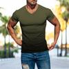 Letní móda Ležérní Muži Top Gradient 3D digitální potištěné Pánské tričko s krátkým rukávem a výstřihem do V Cool Streetwear Oversized topy