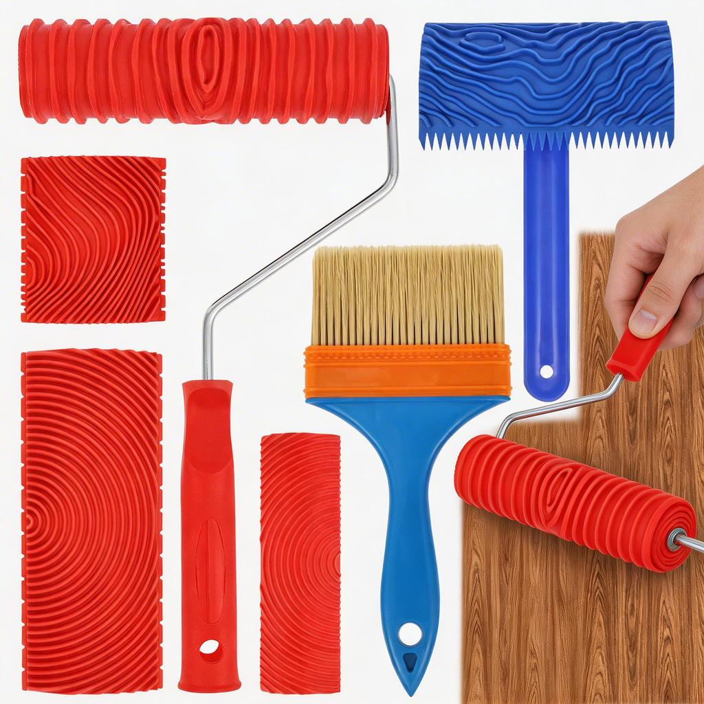 Gummibaum Maserungs Werkzeuge Set Textur DIY Farbroller Pinsel Muster für Wand Zimmer Haus Hof Garten Dekoration Malwerkzeuge
