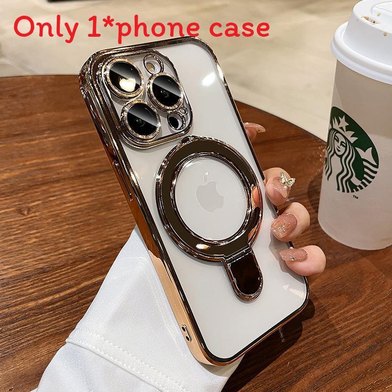 Clear Magnetic Mobile Phone Cases For Iphone 16 Shockproof Ring Cover Stand