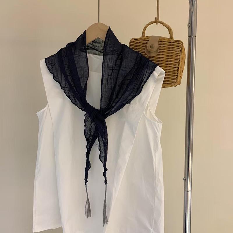 Korean Dongdae Gate Knocks On Fashionable Solid Color Cotton Linen Scarf for Women with Fashionable Versatile Retro Literary Exterior Shawl