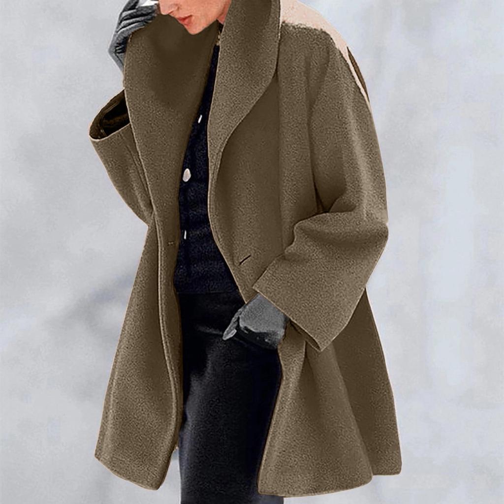 Womens Winter Wool Coat Trench Jacket Ladies Warm Slim Long Overcoat Outwear