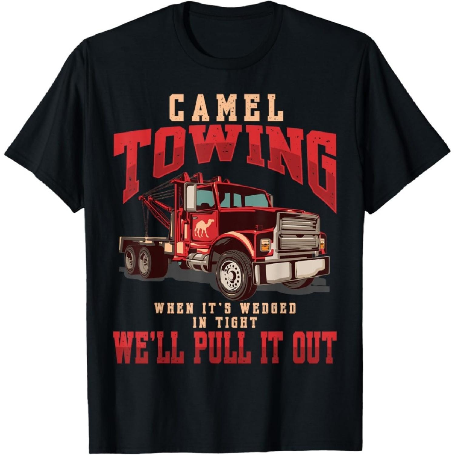 Vintage Camel Towing Humor Tow Truck T-Shirt S